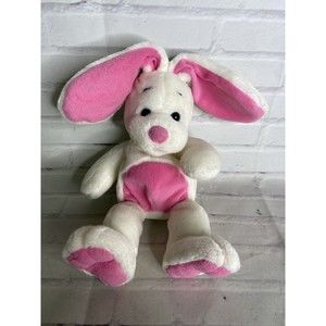 Vintage T.L. Toys Bunny Rabbit Plush Stuffed Animal Toy White Pink Easter